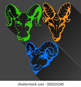 Ram Heads flat design