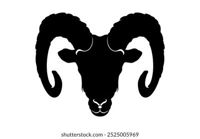 Ram Horn Silhouette Vector, Ram Head Black Clipart