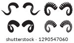 ram horns - vector icons set