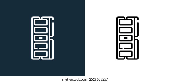 ram icon isolated on white and black colors. ram outline linear vector icon from computer peripherals collection for mobile apps, web and ui.