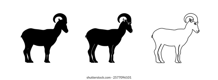 Ram icon on a white background. Logo of courage and strength.