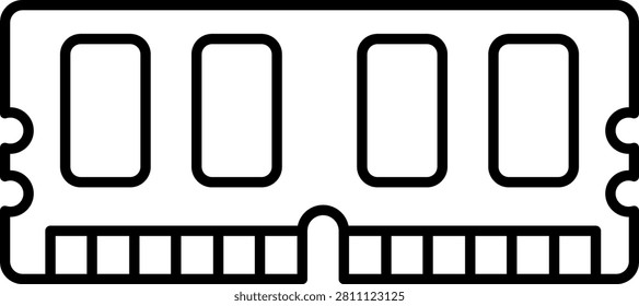 RAM icon showing professional computer memory stick hardware circuit component random access storage unit spec hardware upgrade and digital tech computing symbol