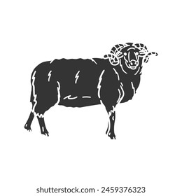 Ram Icon Silhouette Illustration. Animals Vector Graphic Pictogram Symbol Clip Art. Doodle Sketch Black Sign.