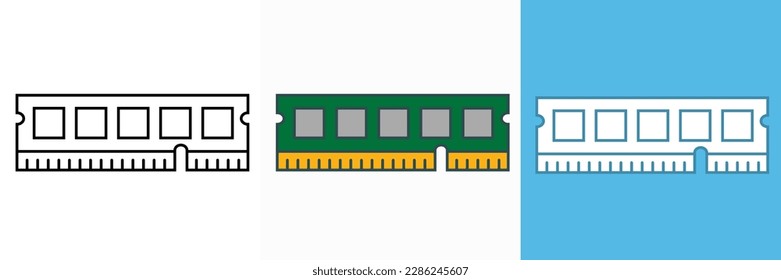 RAM Icon Vector Illustration: Boosting Your System's Memory and Performance, This vector illustration showcases a modern and sleek RAM icon