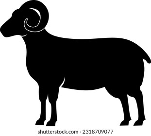 Ilustración vectorial de icono de radio. Icono de carnero de silueta para el evento de ganado, comida, animal y eid al adha. Recurso gráfico para el diseño cubano en el islam y la cultura musulmana