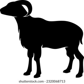 Ram icon vector illustration. Silhouette ram sheep icon for livestock, food, animal and eid al adha event. Graphic resource for qurban design in islam and muslim culture
