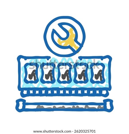 ram installation repair computer doodle icon sketch vector. ram installation repair computer sign. isolated symbol illustration