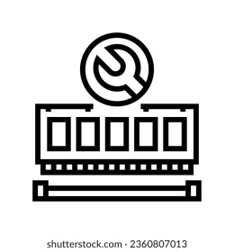 ram installation repair computer line icon vector. ram installation repair computer sign. isolated contour symbol black illustration
