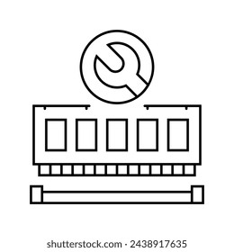 ram installation repair computer line icon vector. ram installation repair computer sign. isolated contour symbol black illustration