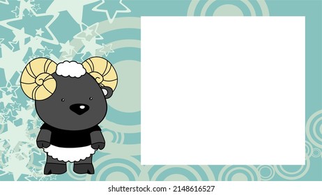 ram kid chibi cartoon pictureframe in vector format