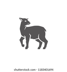 Ram lamb silhouette vector illustration. Farm animal or butcher shop graphics isolated on white background.