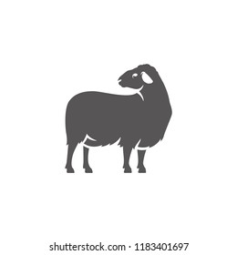 Ram lamb silhouette vector illustration. Farm animal or butcher shop graphics isolated on white background.