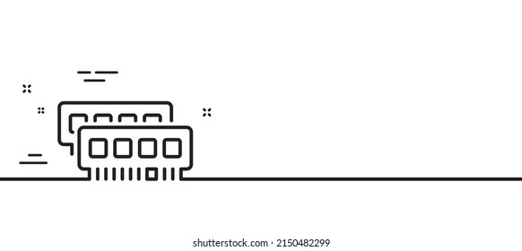 Ram line icon. Computer random-access memory component sign. Minimal line illustration background. Ram line icon pattern banner. White web template concept. Vector