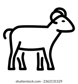 Ram line icon, livestock concept, sheep sign on white background, silhouette of ram icon in outline style for mobile concept and web design. Vector graphics