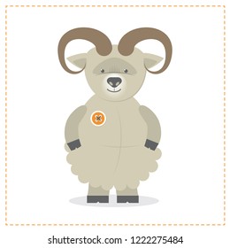 Ram, little funny ram, vector