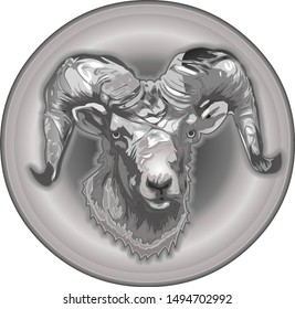 Ram logo grey vector illustration on white background