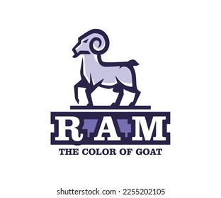 RAM LOGO, silhouette of simple goat standing vector illustrations
