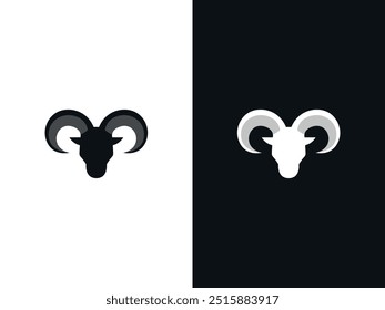 Emblematisches Ram-Logo. Majestic Horns. Künstlerisches Ziegenkopfsymbol. Symbol der Stärke. Fette Widder. Unterscheidendes Tierlogo. Schafgeist. Starker Tierschädel. Wildtiersymbol. Anspruchsvolle Ram Silhouette.