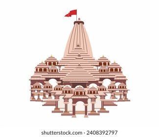 Ram mandir Jai Shri Ram Religiosa del plan de diseño del templo hindú ilustración vectorial
