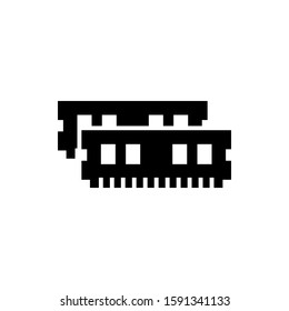 Ram memory black icon on white background