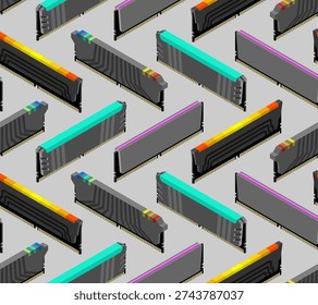 RAM memory card pattern seamless. Random access memory background. Computer component DDR ornament