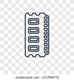 Ram Memory concept vector linear icon isolated on transparent background, Ram Memory concept transparency concept in outline style