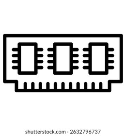 Ram memory icon Black and white outline vector