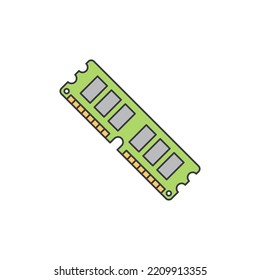 Ram, icono de memoria en color, aislado en fondo blanco 