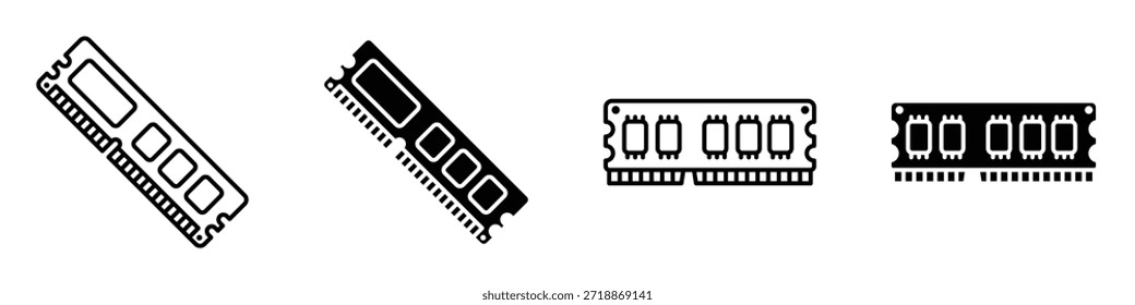 Icono de memoria Ram en paquete de estilo lineal y Clipart sobre fondo blanco.