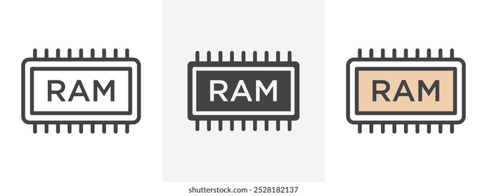 Conjunto de símbolos de símbolo de esquema de icono de memoria RAM