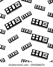 Ram Memory Icon Seamless Pattern, Computer Memory Chip Vector Art Illustration