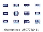 Ram Memory icon set. Bold style. Duotone colors. ram, memory, chip, cpu.