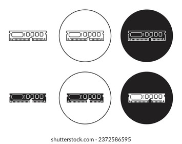 Ram memory icon set. computer ssd vector symbol in black filled and outlined style.