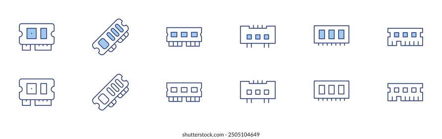 Ram memory icon set in two styles, Duotone and Thin Line style. Editable stroke. ram, rammemory.