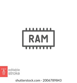 RAM, Memory Icon. Smart Phone And Computer RAM For Mobile And Web Design. Memory Chip, Disk, Drive, Hardware, Ssd. Outline Editable Stroke. Vector Illustration Design On White Background. EPS 10