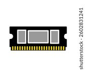 ram memory icon. This black, gold, gray and white vector illustration set is very nice in original color. on white background.