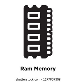 Ram Memory icon vector isolated on white background, logo concept of Ram Memory sign on transparent background, filled black symbol