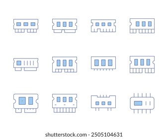 Ram memory icons. Line Duotone style, editable stroke. chip, ram, memory, rammemory.