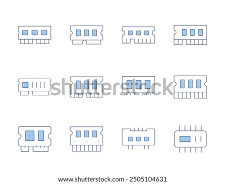 Ram memory icons. Line Duotone style, editable stroke. chip, ram, memory, rammemory.