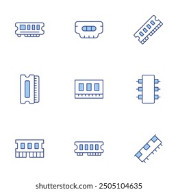 Ram memory icons set. Line Duotone style, editable stroke. memory, rammemory.