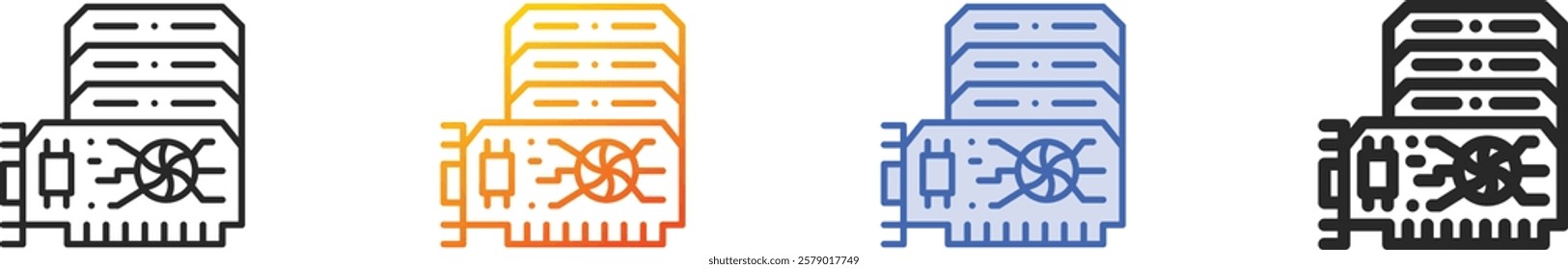 ram memory icon.Thin Linear, Gradient, Blue Stroke and bold Style Design Isolated On White Background