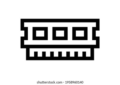 Ram memory linear icon on white background. Computer hardware unit.