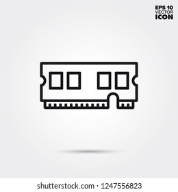 RAM memory module line icon. Electronic component vector symbol.