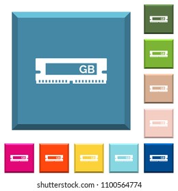 RAM memory module white icons on edged square buttons in various trendy colors