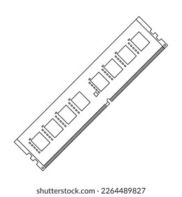 RAM Memory Outline Icon Illustration on Isolated White Background