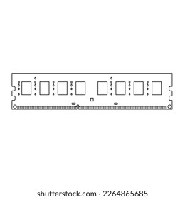 RAM Memory Outline Icon Illustration on Isolated White Background