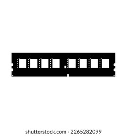 RAM Memory Silhouette. Black and White Icon Design Element on Isolated White Background