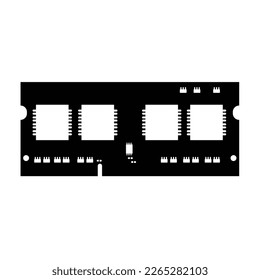 RAM-Speichersilhouette. Schwarz-Weiß-Design-Element auf einfarbigem Hintergrund