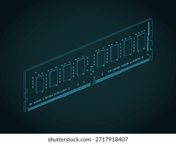 Módulo de RAM Ilustración vectorial estilizada del modelo isométrico