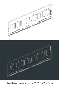 Desenhos isométricos do módulo RAM ilustrações vetoriais estilizadas